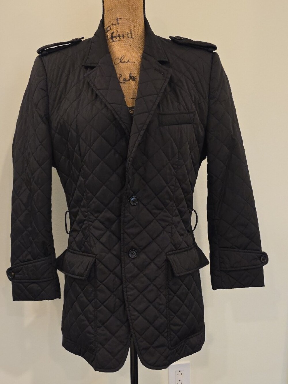 Burberry Black Quilted Belted Shirt Jacket